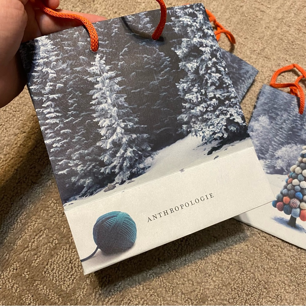 New (Anthropologie) Small Winter Holiday Gift Paper Bags | Set of 3 - Picture 6 of 10